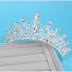 Glam Rhinestone Silver Crown Tiara