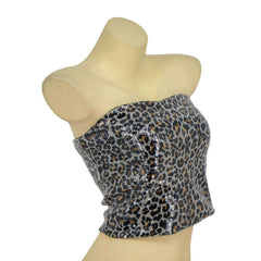 Glamorous Cheetah Print Sequin Cropped Tube Top