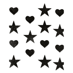 Glossy BlackConfetti Baby Heart & Star Body Pasties