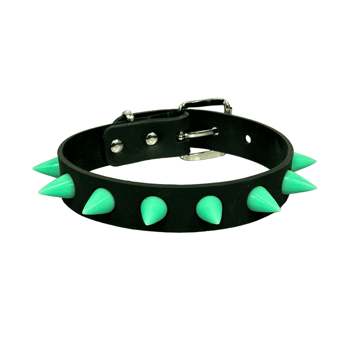 Glow-in-the-Dark Rubber Silicone Spike Choker