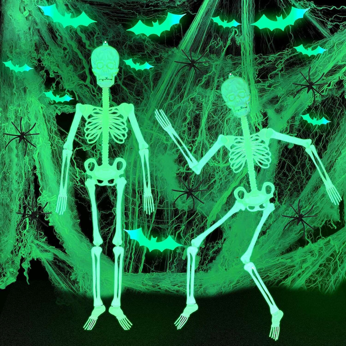 Glow In The Dark Skeletons & Bats Deluxe Decor Set