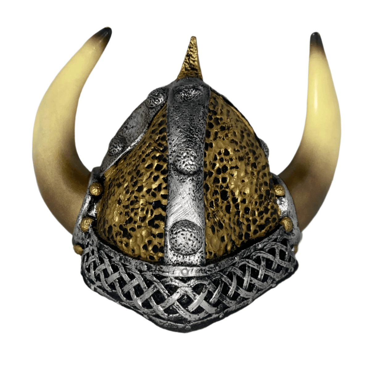 Gold and Silver Rubber Viking Horn Helmet