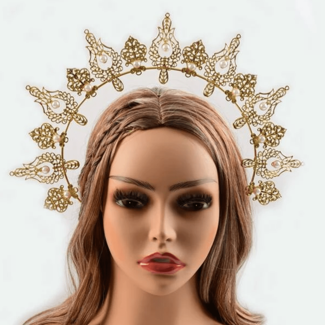 Gold Goddess Headband with Pearls