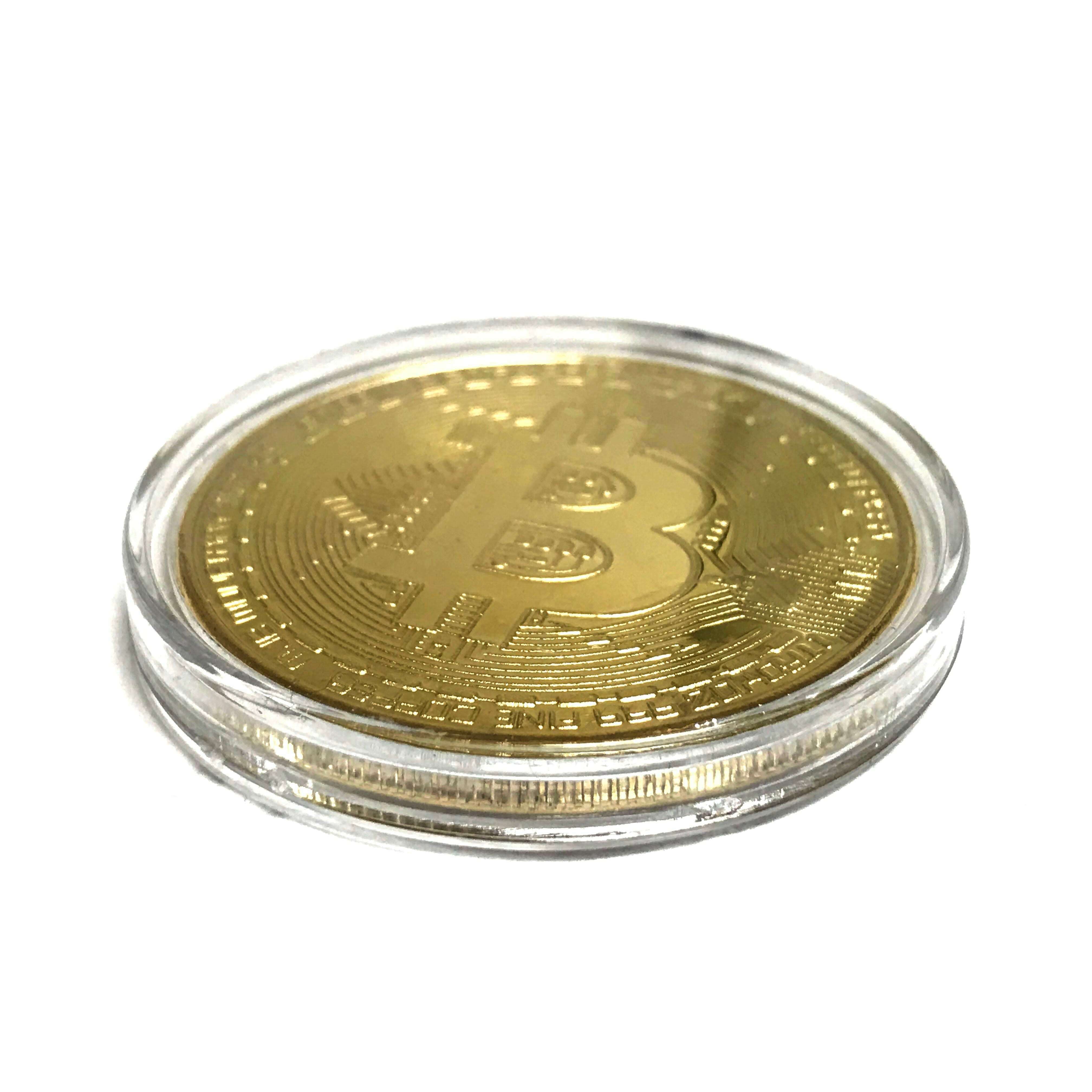 Gold Plated Bitcoin Cryptocurrency BTC Collectible Replica Display Prop