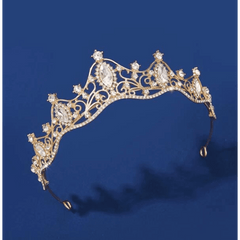 Gold Rhinestone Wavy Pattern Tiara