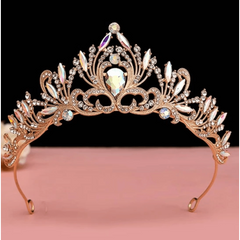 Gold Shift Baroque Rhinestone Tiara