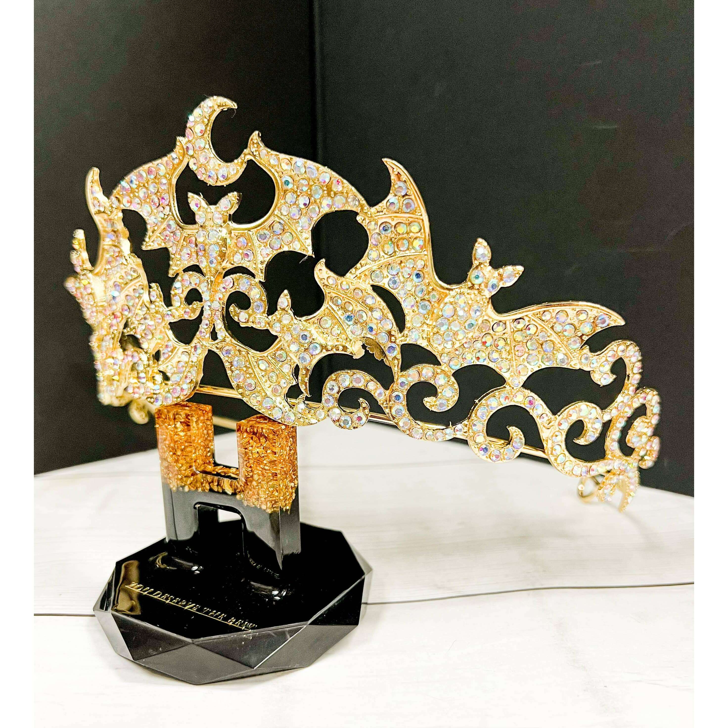 Gold Vampire Bat Rhinestone Crown