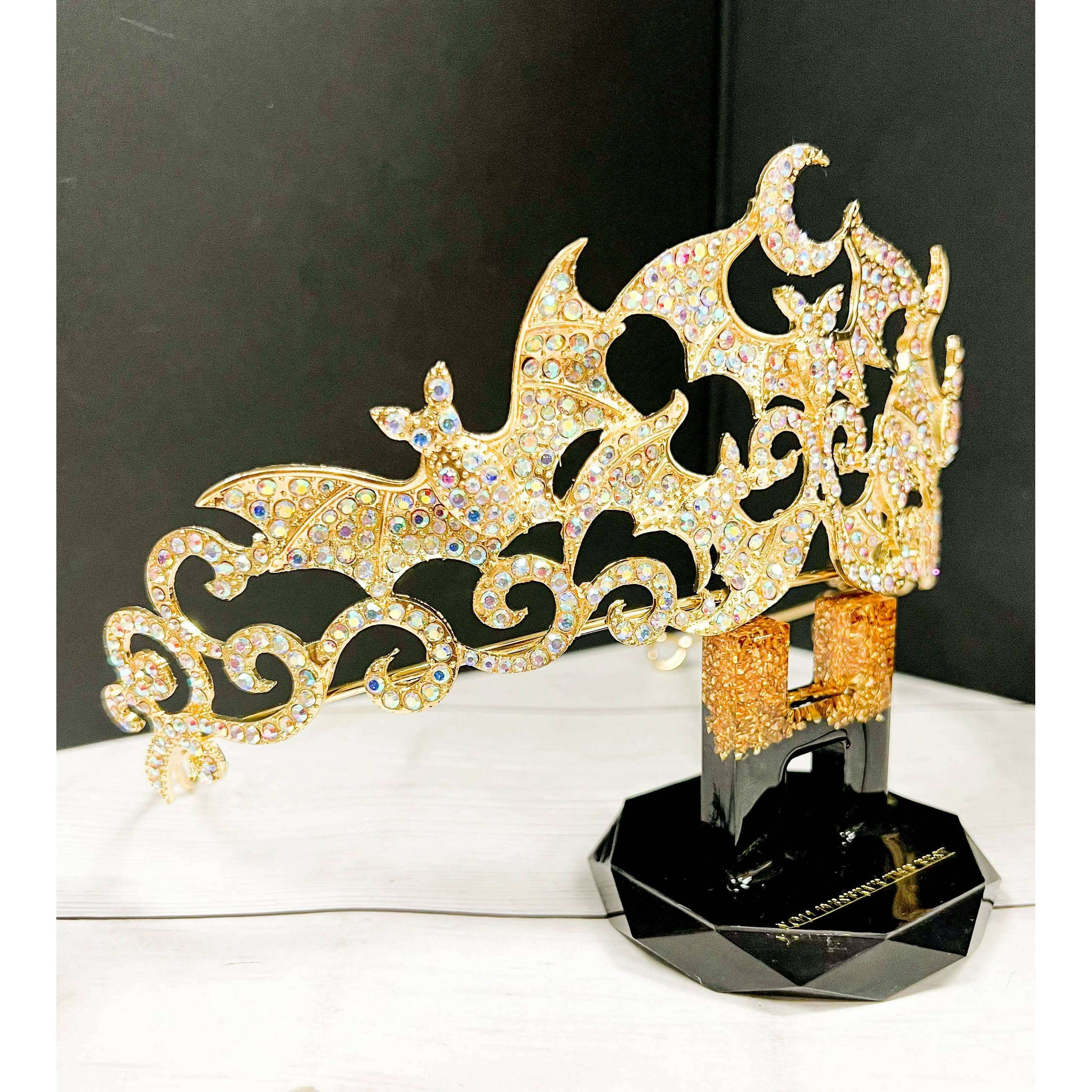 Gold Vampire Bat Rhinestone Crown