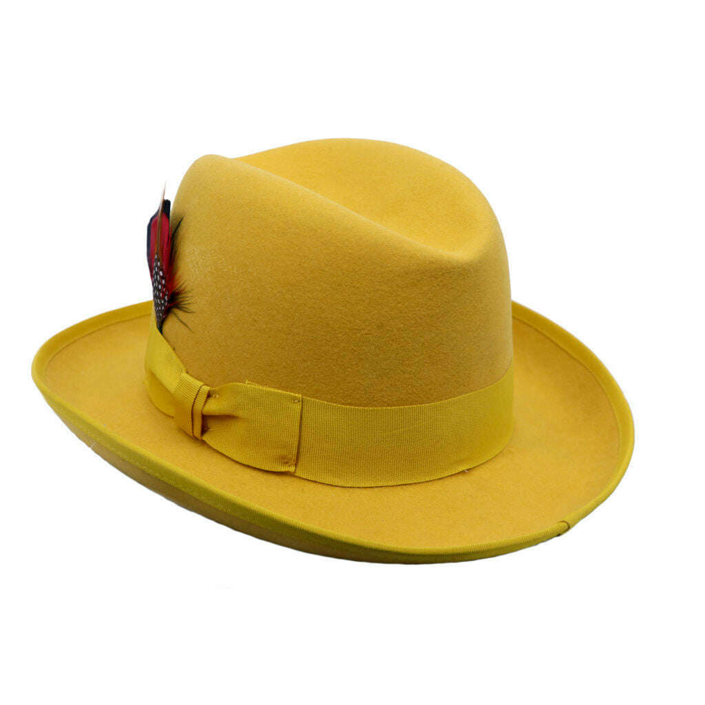 Golden Wool Fedora Hat