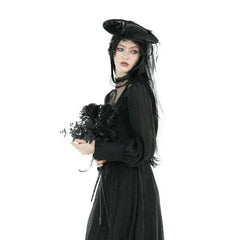 Gothic Widow Veiled Fascinator Hat