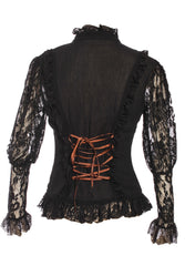 Black Gothic Lace Long Sleeve Shirt