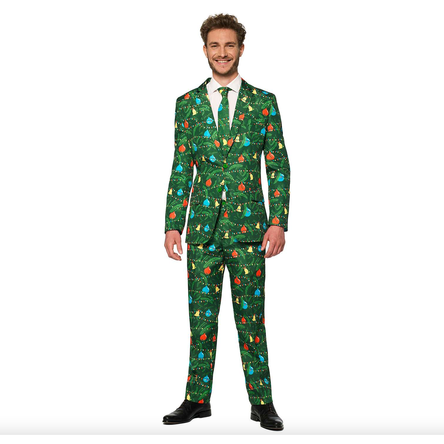 OppoSuits Green Christmas Tree Light Up Three Piece Suit