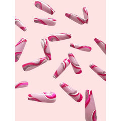 Groovy Pink Swirl Long Coffin Shaped Press On Nails