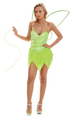 Pretty Pixie Green Shimmer Dress & Wings Adult Costume