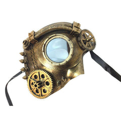 Half Face Steampunk Mask with Goggle Lens