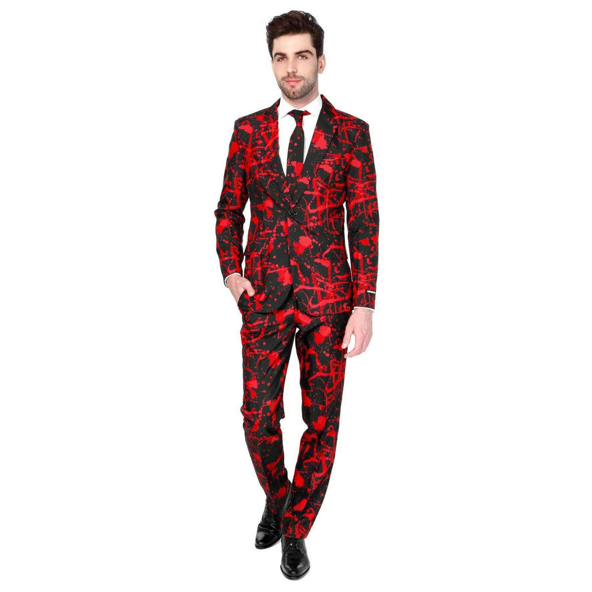 OppoSuits Halloween Black & Red Blood Splatter Suitmeister Adult Costume