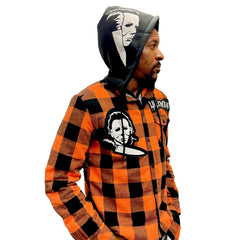 Halloween Michael Myers Orange Flannel Unisex Hoodie