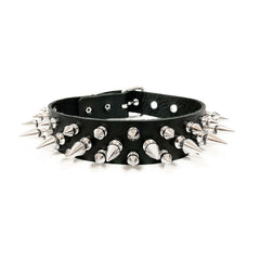 Hardcore Tree Spiked Black Leather Choker