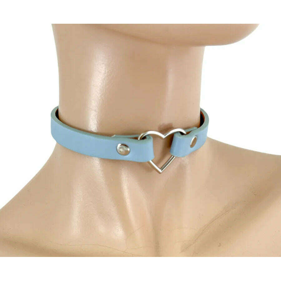 Heart Ring Skinny Vegan Leather Choker