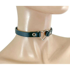 Heart Ring Skinny Vegan Leather Choker