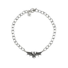 Silver Chain Necklace W/ Bat Pendant