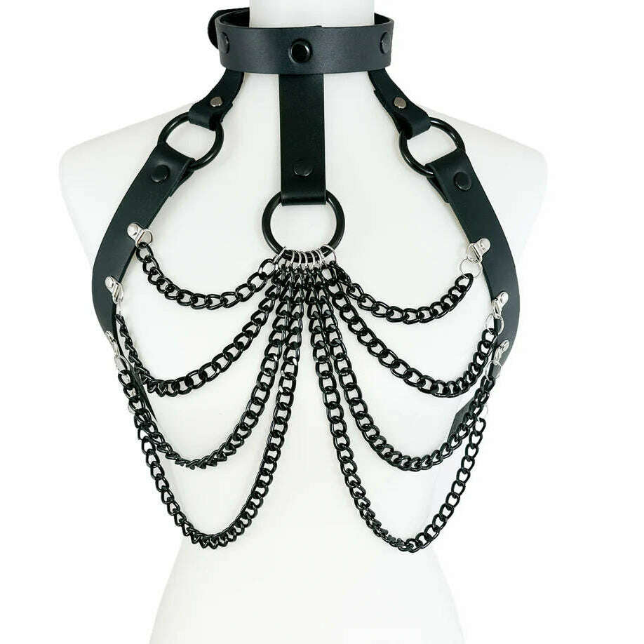 Heavy Duty Black Rib Cage Chain Harness