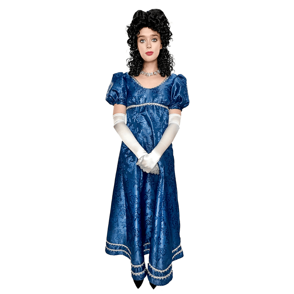 High Class Blue and Silver Regency Empire Dress Adult Costume Buy / Medium / Blue / Silver