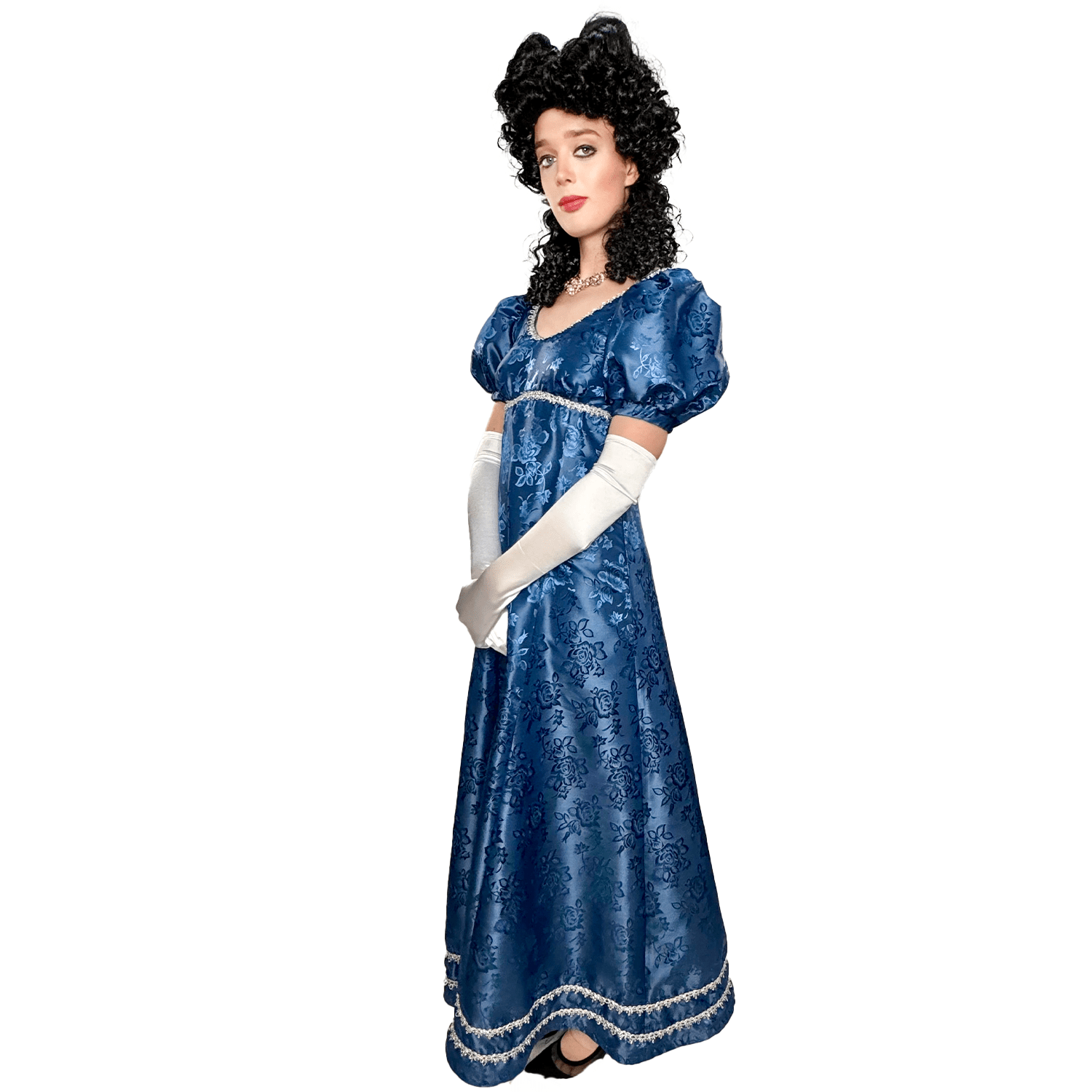 High Class Blue and Silver Regency Empire Dress Adult Costume Buy / Medium / Blue / Silver High Class Blue and Silver Regency Empire Dress Adult Costume Buy / Medium / Blue / Silver