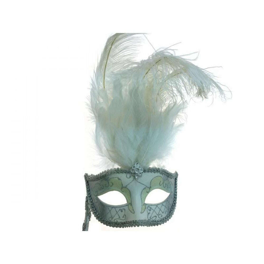 Holding Stick Feathered Venetian Mask