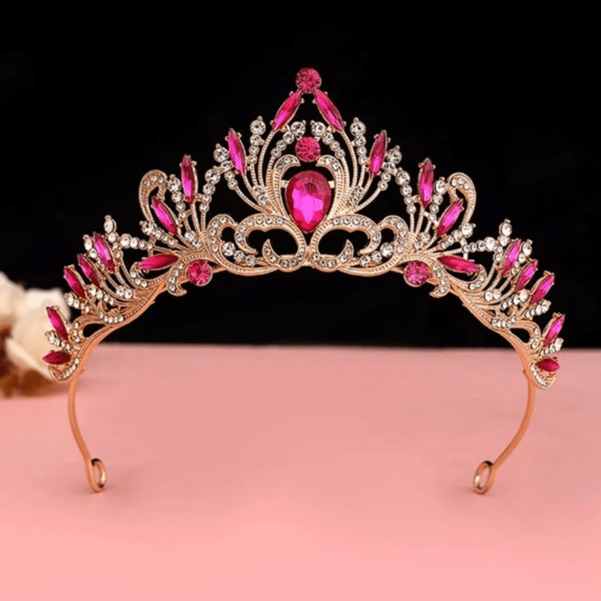 Hot Pink Baroque Rhinestone Tiara