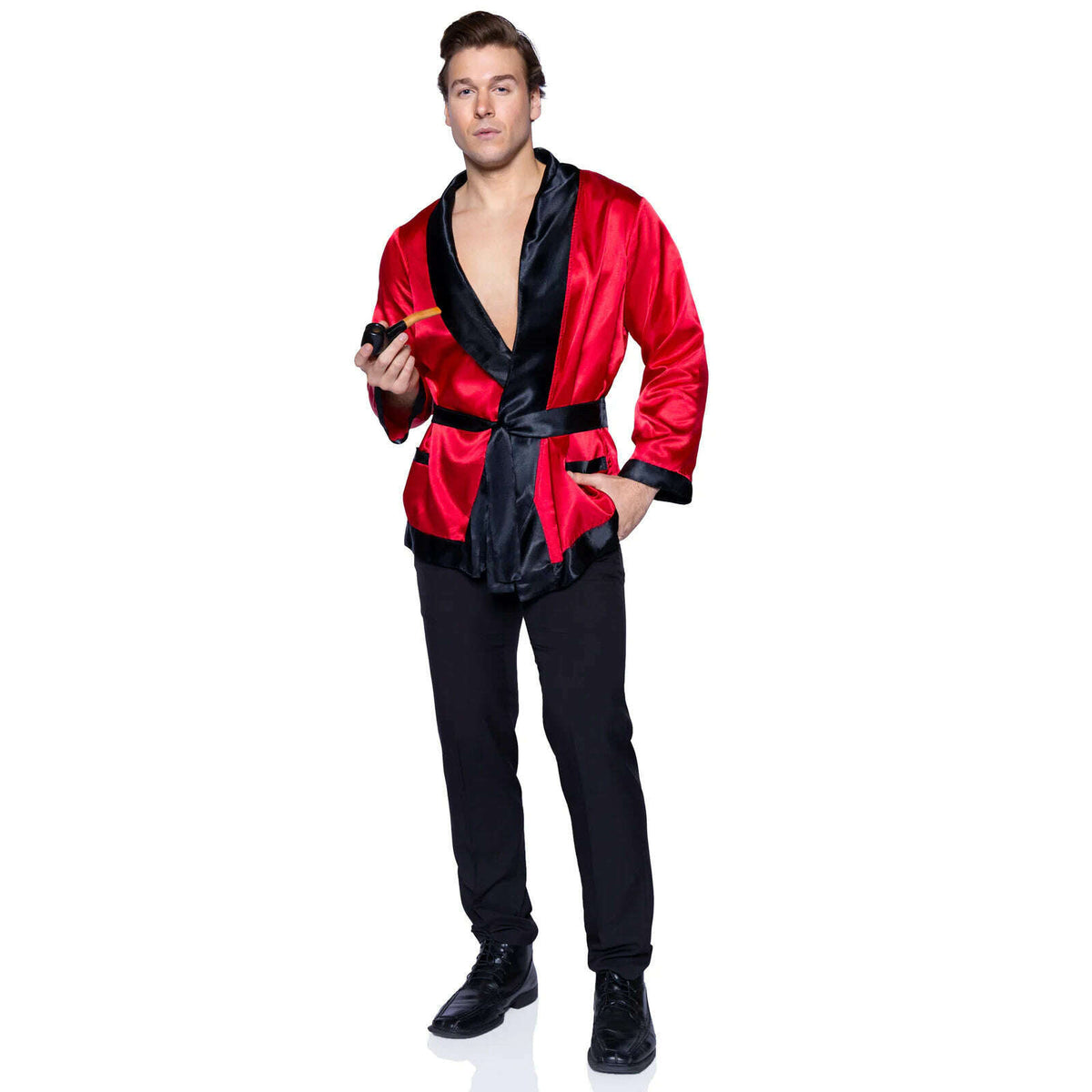 Leg Avenue Hugh Bachelor Red Smoking Jacket & Pipe Adult Costume
