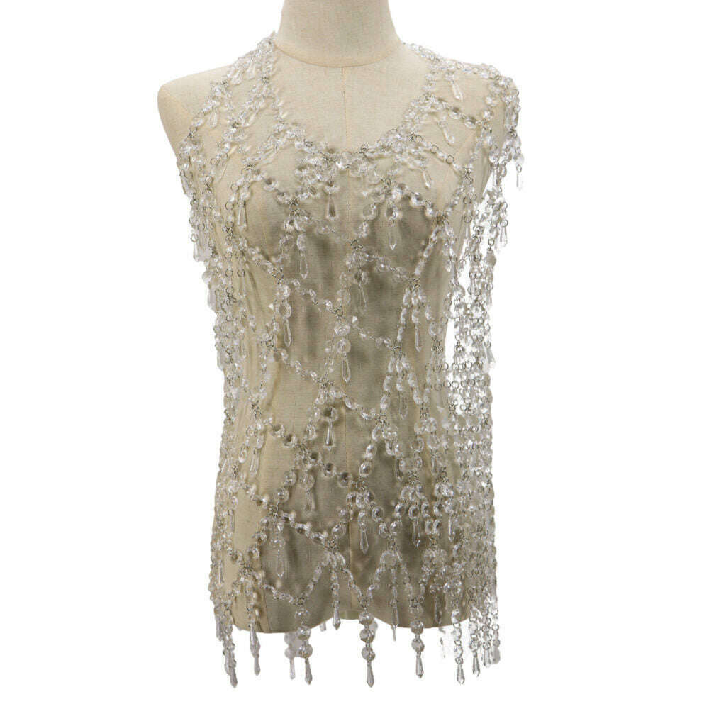 Ice Crystals Overlay Dress with Chain Link Straps