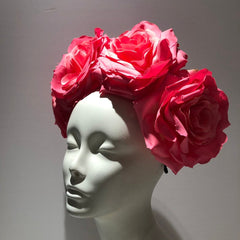 Pink Medium Rose Flower Headwrap
