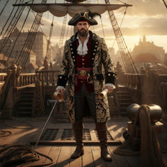 Captain's Jacquard Double Breasted Pirate Coat