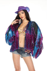 Blue & Purple Fringed Tinsel Jacket