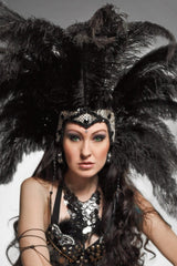 Black Showgirl Costume Feather Headpiece