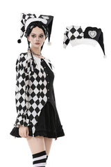 Black & White Harlequin Jester Hat