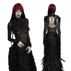 Premium Gothic Black Skull Beaded Neck Piece