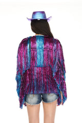 Blue & Purple Fringed Tinsel Jacket