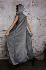 Grey sparkle Hooded Sleeveless Duster