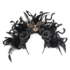 Black Rose and Snake Feather Headpiece