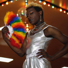Rainbow Mix Marabou Feather Fan