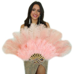 Apricot Blush Ostrich Marabou Feather Fan