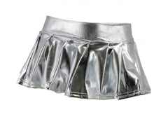 Metallic Pleated Mini Skirt