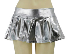 Metallic Pleated Mini Skirt