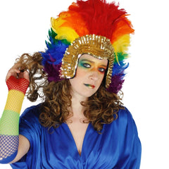 Rainbow Feather and Sequin Headdress