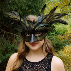 Custom Black Feathered Masquerade Mask