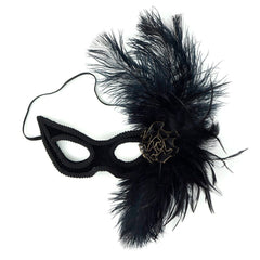 Midnight Velvet Mask with Ostrich Feathers