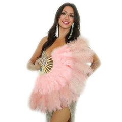 Apricot Blush Ostrich Marabou Feather Fan