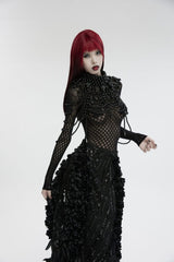 Premium Gothic Black Skull Beaded Neck Piece